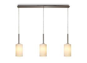 DK0776  Baymont 12cm Shade 3 Light Pendant Satin Nickel, Ivory Pearl